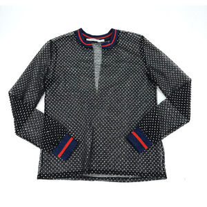 Zoe Karssen mesh top women's size medium black sequin long sleeve high fashion